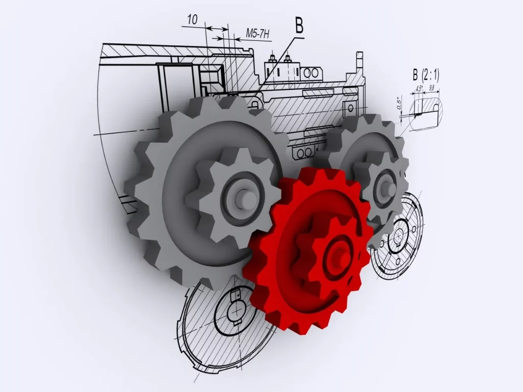Auf den Bild sind mechanische Räder die ineinander greifen zu sehen. So sieht auch aitimatic das gemeinsam mehr geht.